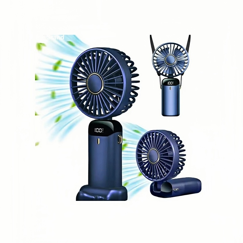 Portable Foldable LED Air Circular Handheld Fan with Phone Stand