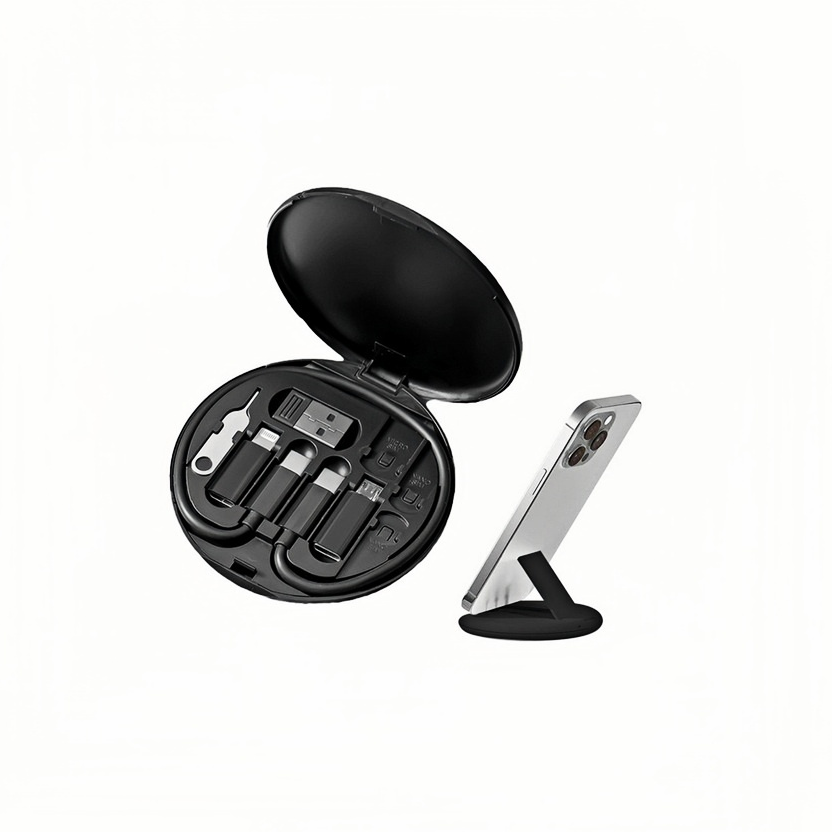 MULTICABLE 5 IN 1  3.0A Fast Charge with Sim Card Storage & Hand phone stand 