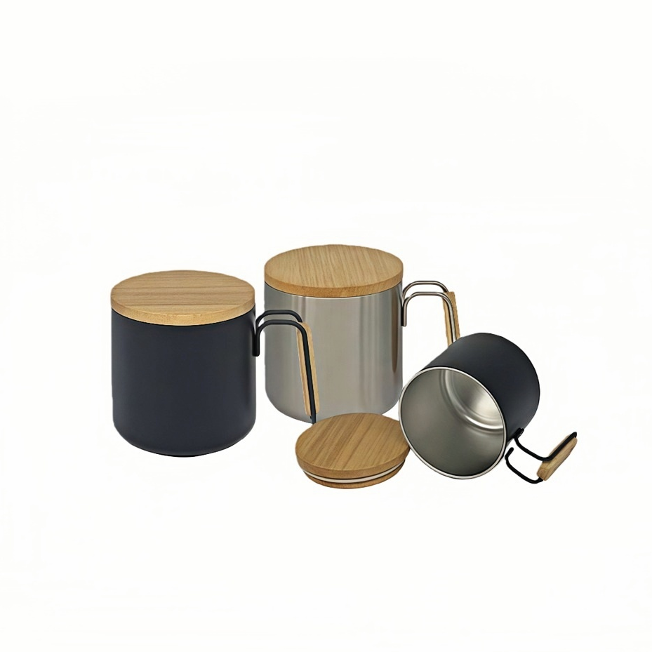 Stainless Steel Coffee Mug with Bamboo Lid